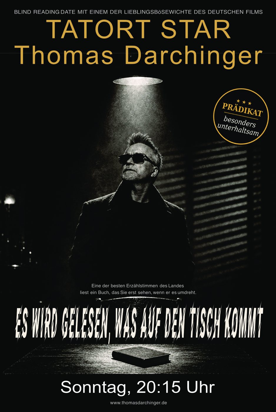 Plakat ES WIRD GELESEN, WAS AUF DEN TISCH KOMMT